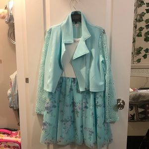 Teal knit works dress from belk with jacket size L plus